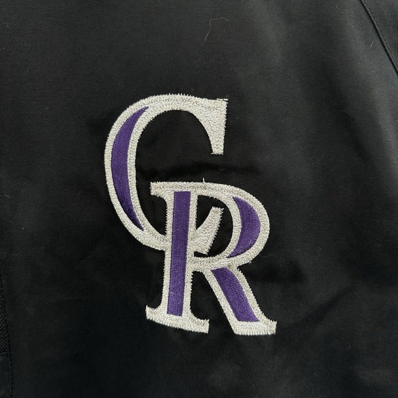 Majestic Colorado Rockies Black Short Sleeve 1/4 Zip Pullover Men's Large L Y2K - Picture 2 of 11